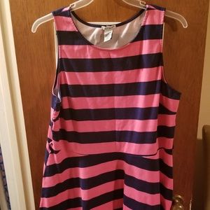 Blue and pink striped skater dress
